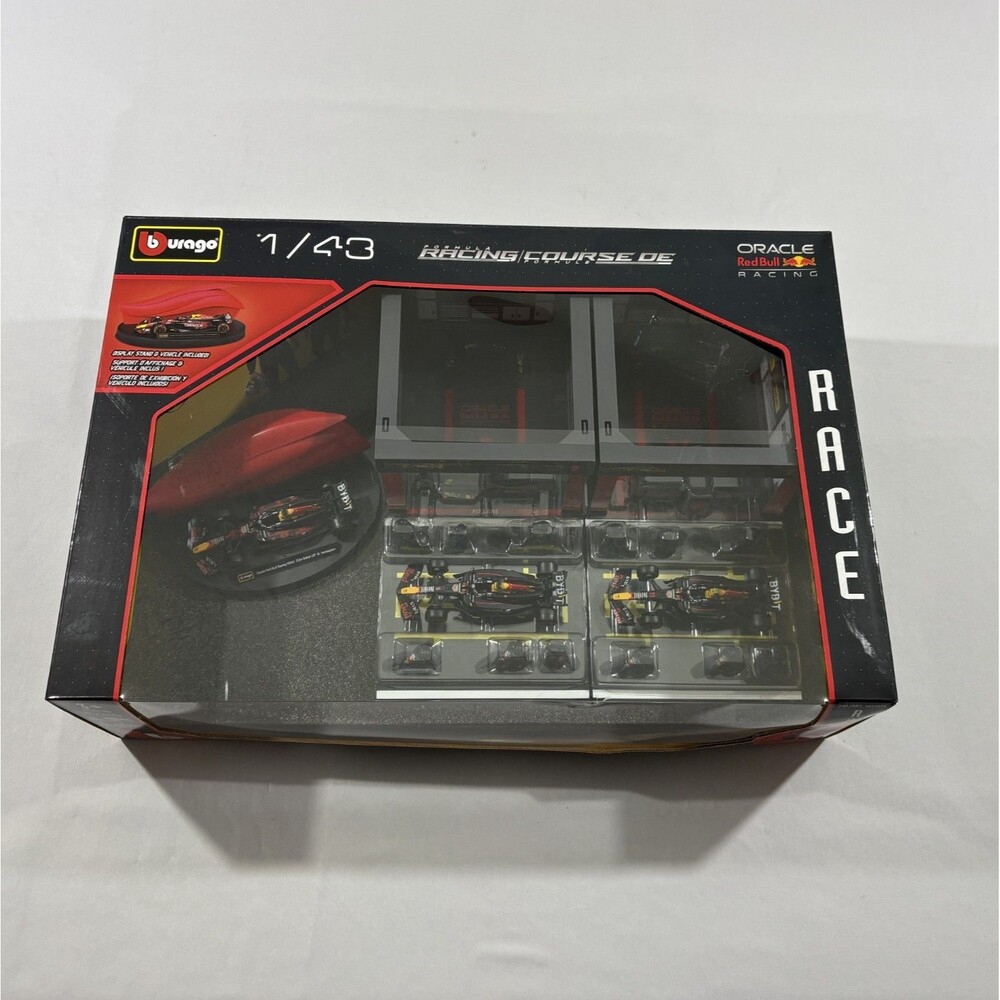 New Bburago 1:43 Formula Racing Course DE Pit Crew Garage Oracle Red Bull 20 Pcs